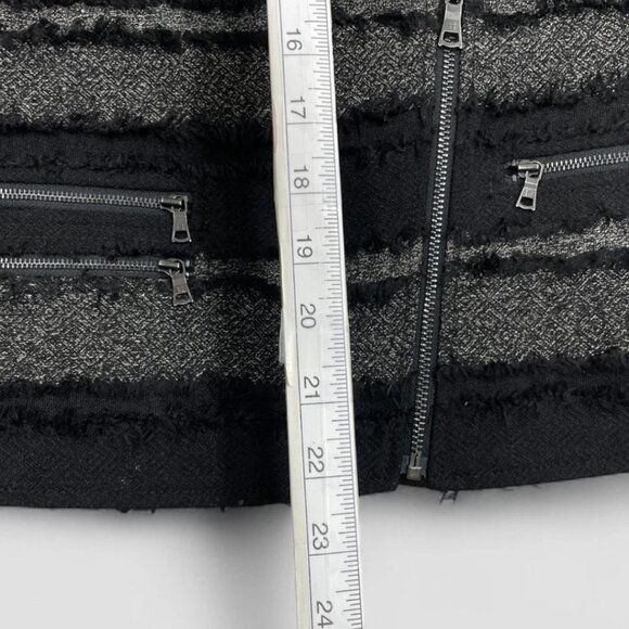 BCBGmaxazria Jaison Fringe Moto Motorcycle Style Black Gray Jacket Women's M - Picture 7 of 10